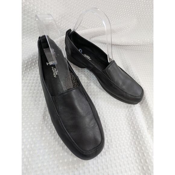 NWOT! HUSH PUPPIES! BLACK GENUINE LEATHER LOAFER SIMPLE SLIP-ON LOAFERS! SZ 11M - Picture 2 of 10